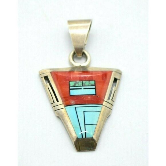 Johnny Benavidez Navajo Sterling Silver Inlay Spin - Picture 1 of 5